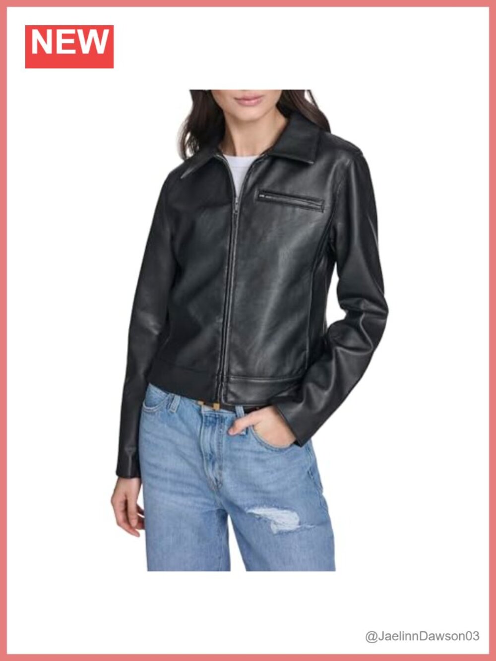 Faux Leather Laydown Collar Jacket Puff Sleeve Trench Coat Classic Fit